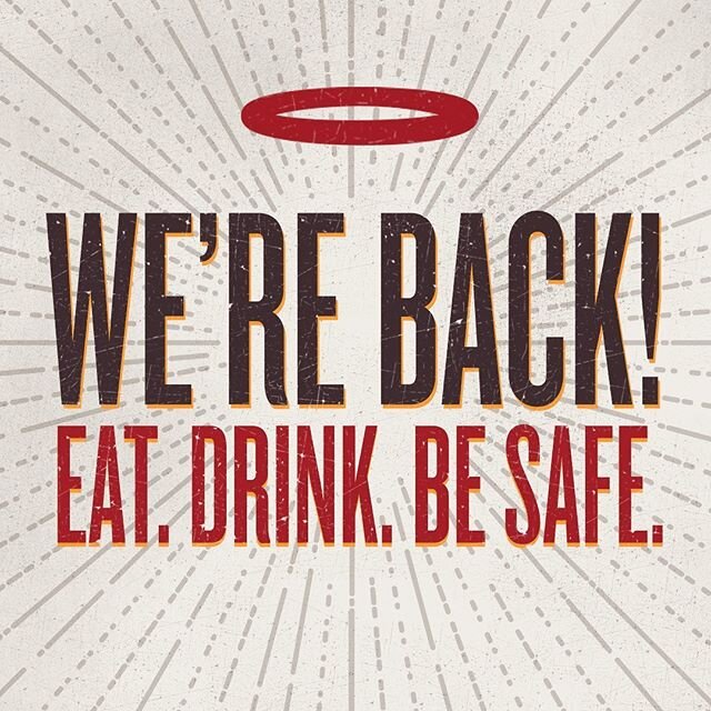 Now open noon to 9 PM daily for DINE-IN! 🙌🍔 We're super excited to welcome you back to our dining rooms. We remain completely committed to keeping our crew &amp; you safe while serving up a Helluva Burger + Heavenly Shakes. Please check out some of