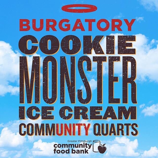 CommUNITY Quarts of Cookie Monster Ice Cream are only available through 6/30! A portion of proceeds from each quart (32 oz) of chocolate chip cookie packed ice cream benefits @pghfoodbank &amp; their effort to make sure all of our neighbors have acce