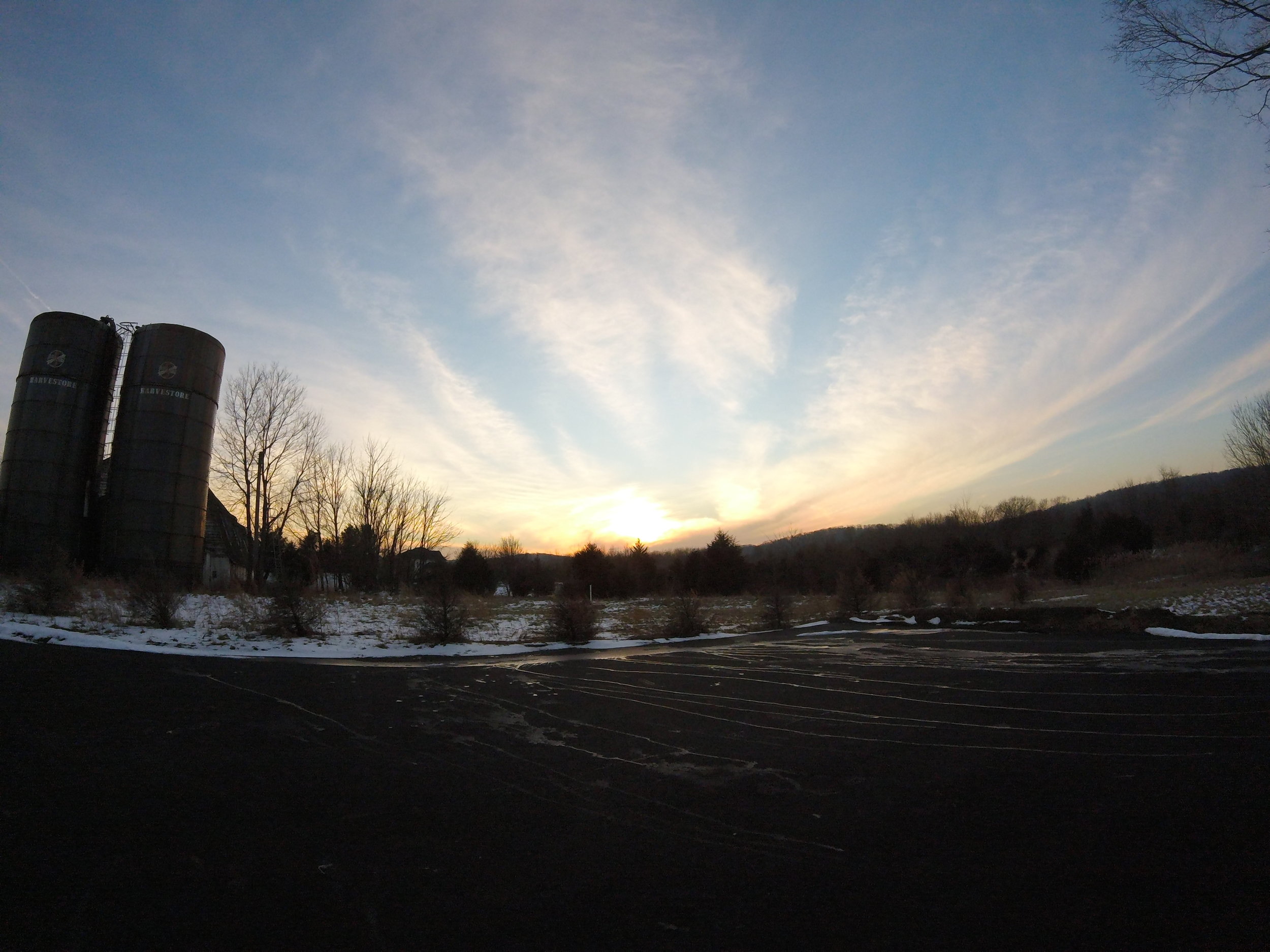 Thomson Farm view from front with sunset.JPG