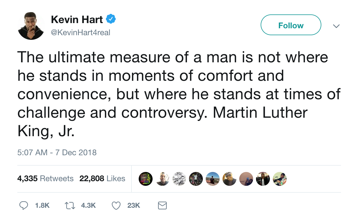 Sidenote: Why is it whenever a dude is acting a damn fool he feels the need to quote MLK Jr. Anyone else notice that?