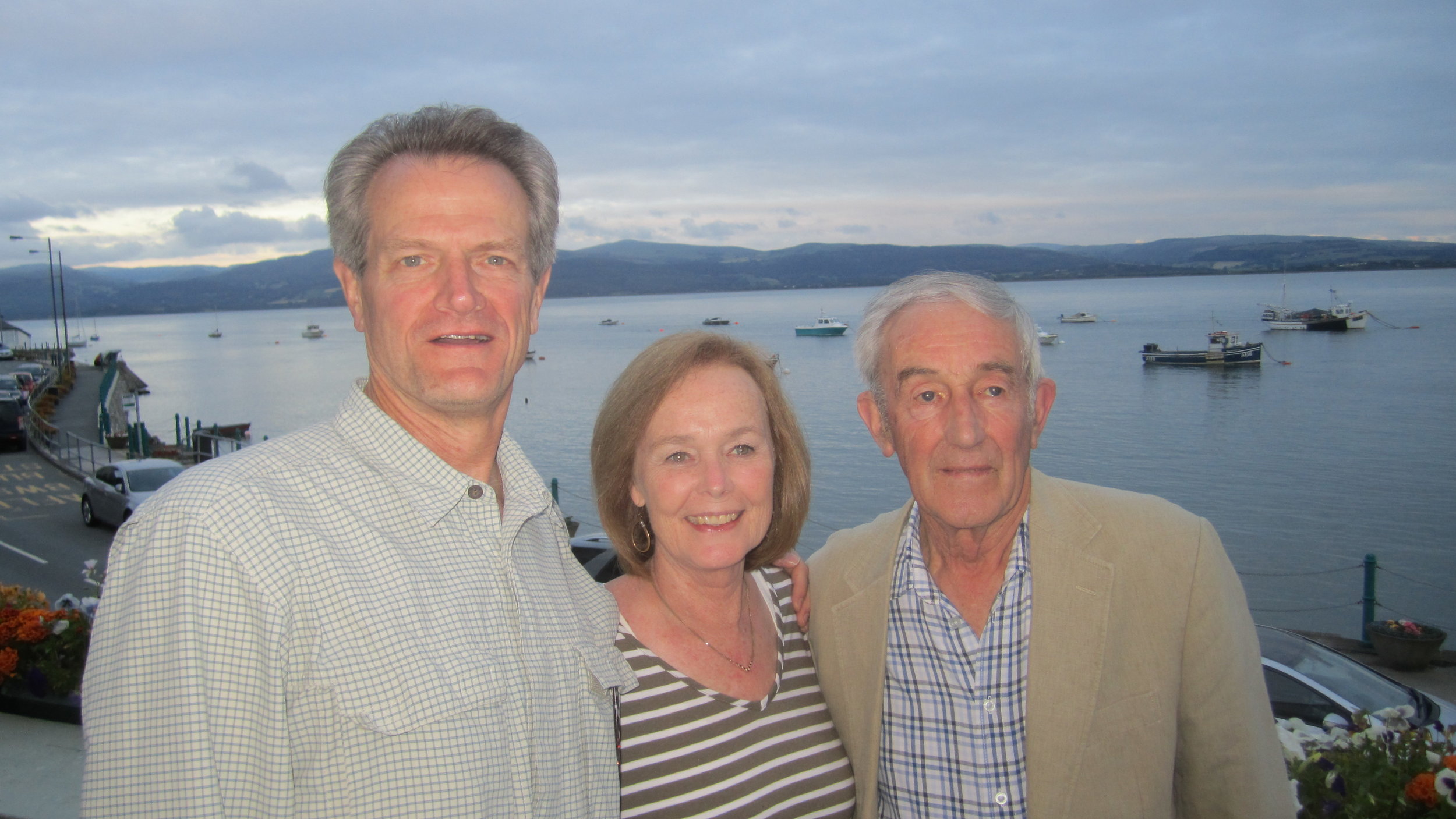  John, Reid and Brian on the deck of the Britannia restaurant with the estuary in the background. 