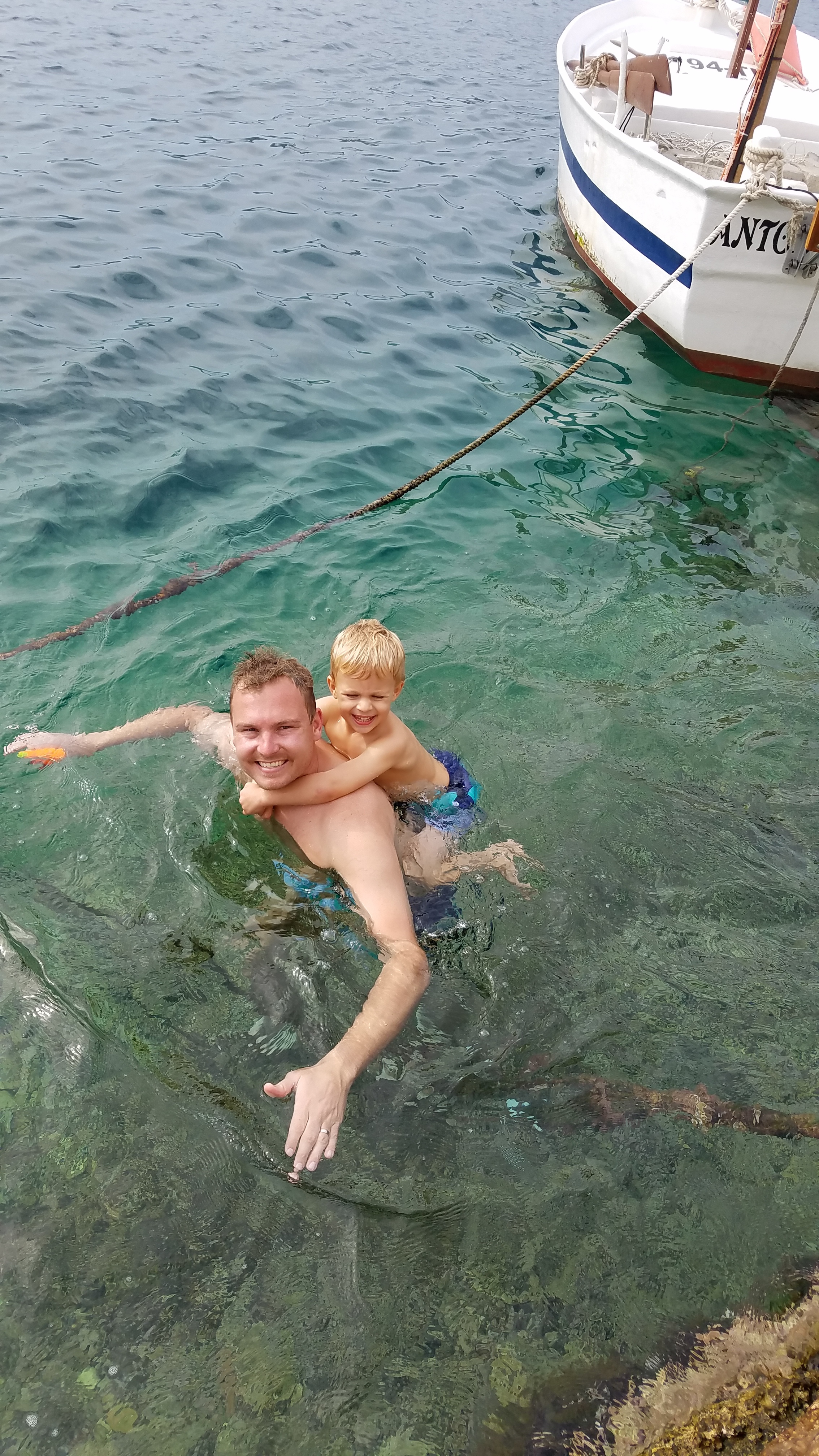  Evan &amp; Jude swimming in the Adriatic Sea, in front of our house  
