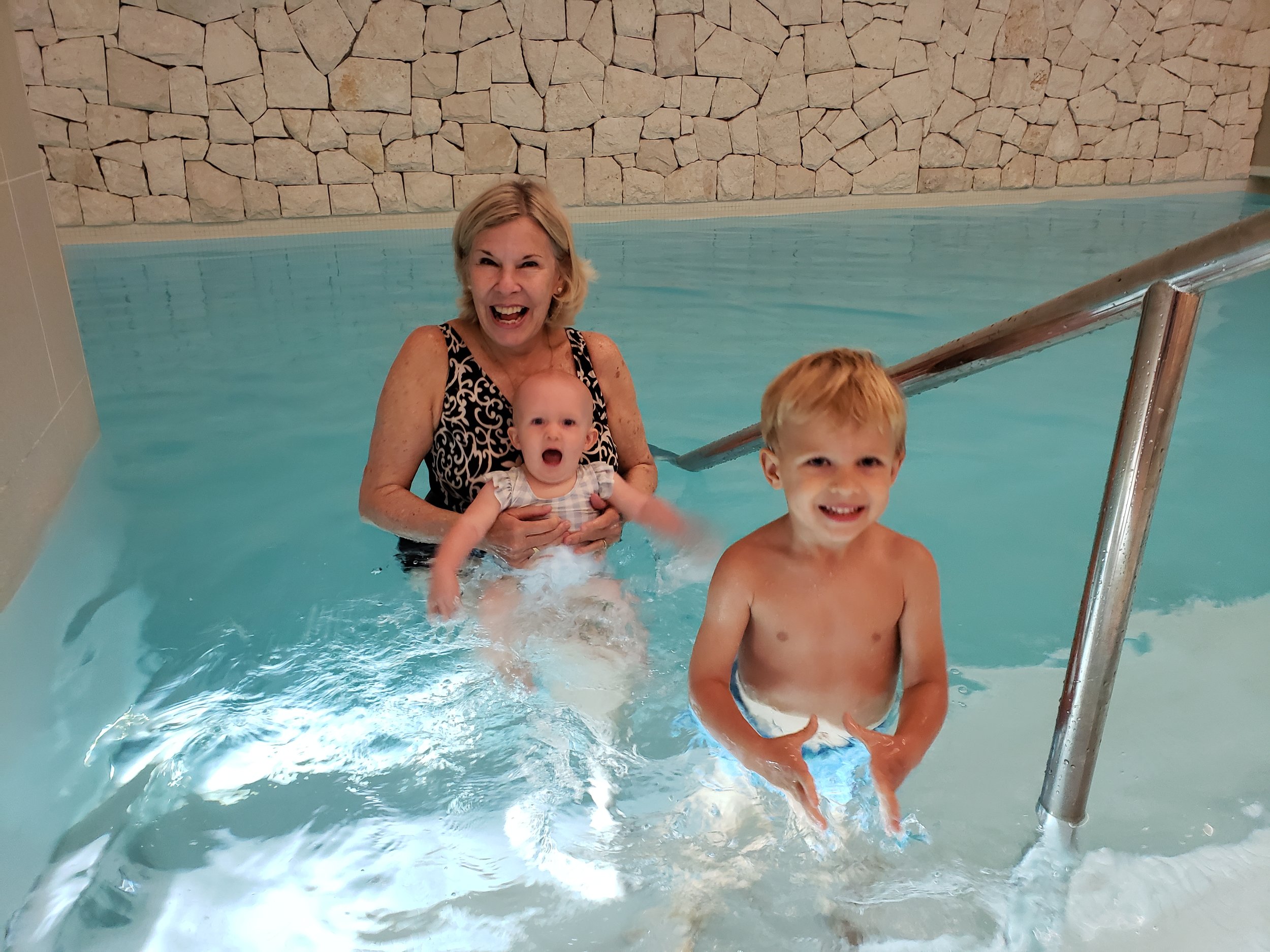  Jeri with Jude and Lila at the indoor pool 
