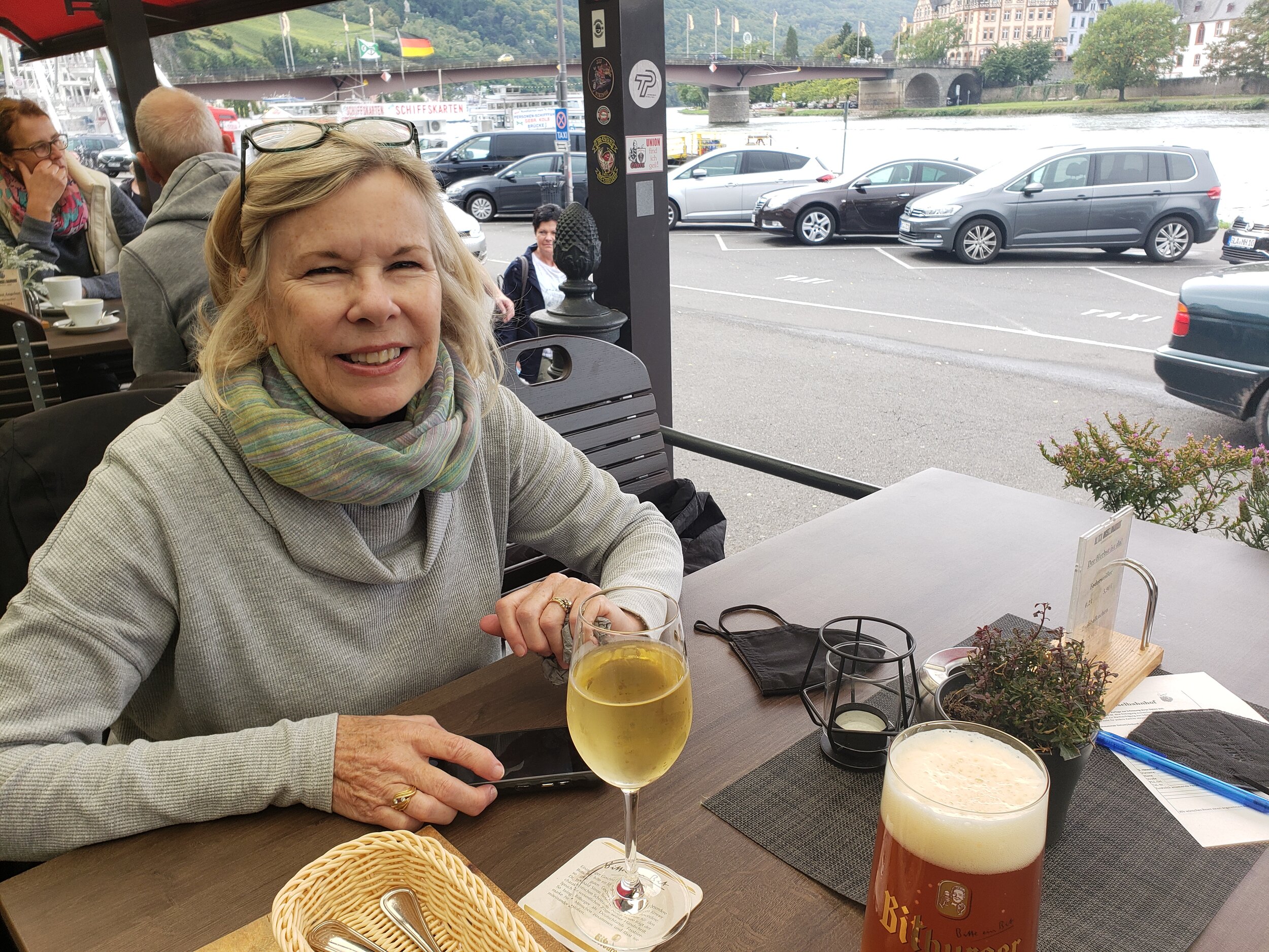  Jeri at her favorite restaurant, Alter Bahnhof, on the waterfront. 