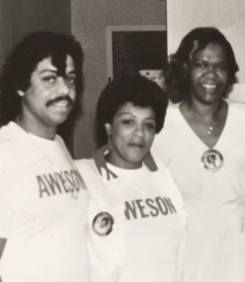 Janie Bradford, first right, in 1987 with Mirror PR clients