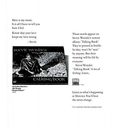Trade press advert for Talking Book