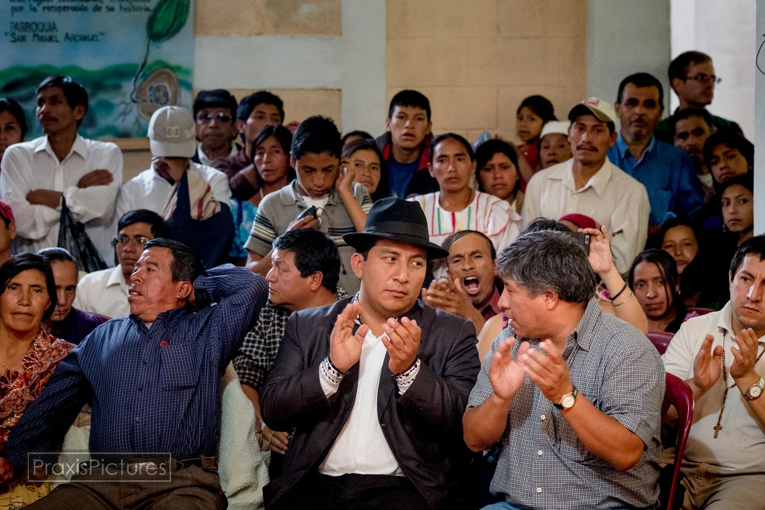 Congressmen Amilcar Pop (center) and Carlos Mejia (center-right) applaud the reading of the final verdict. GoldCorp is a mining company based in Vancouver, Canad,a and registered as a publicly-traded company on the Toronto Stock Exchange. Canada is the centre for international mining corporations due to the lax regulation which extractive industries enjoy in that country with respect to health, human rights, environmental protection and labour rights, for their activities in the rest of the world. In addition, the Canadian government, through its Department of Foreign Affairs and International Trade, the Canadian International Development Agency, and other mechanisms, intervenes directly in the affairs of other governments in order to create a legal and political context which is favourable for the operation of Canadian mining companies.