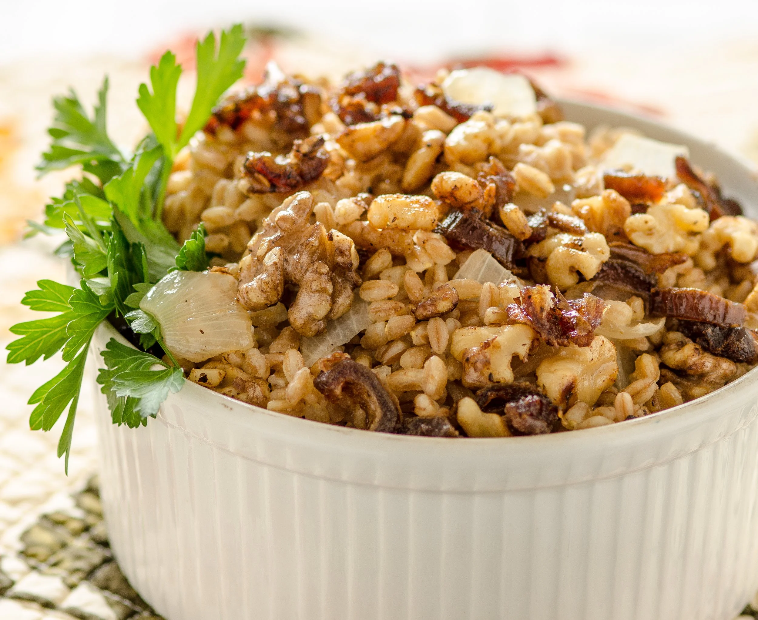 French Farro Pilaf with Dates and Walnuts