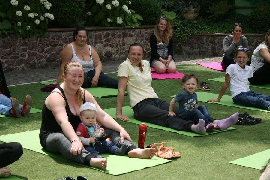 Nastya and her baby boy at worship yoga (first left to right)
