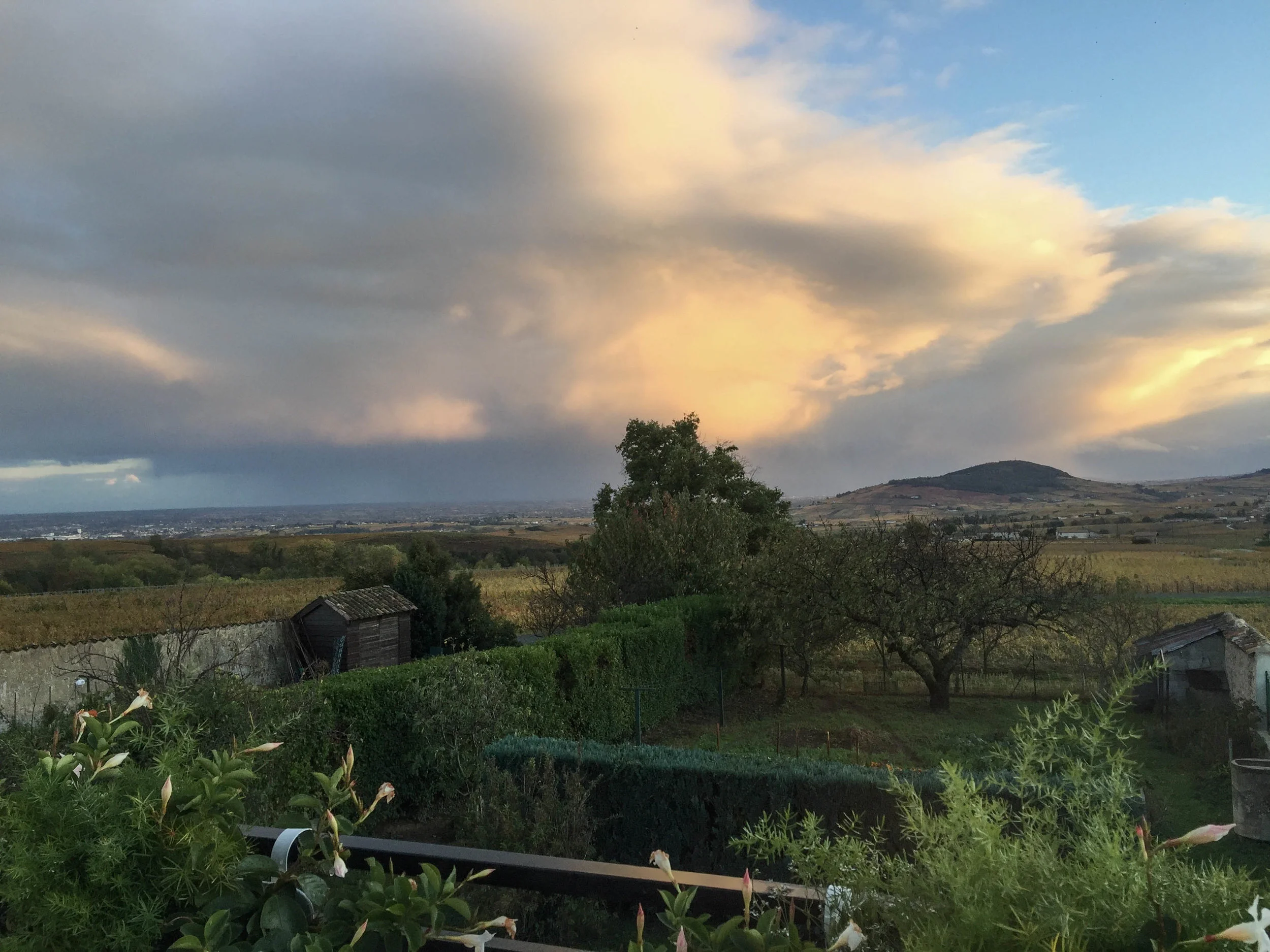 The view from the Chapel's home and winery in Régnié-Durette