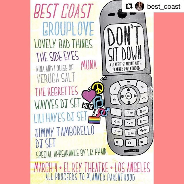 Check this out!  #Repost @best_coast with @repostapp
・・・
Tickets to our benefit for @plannedparenthood are on sale NOW! Link in bio! Go get tickets to support this amazing cause NOWWWWWWW and see all these amazing bands/DJs next Saturday at @elreythe