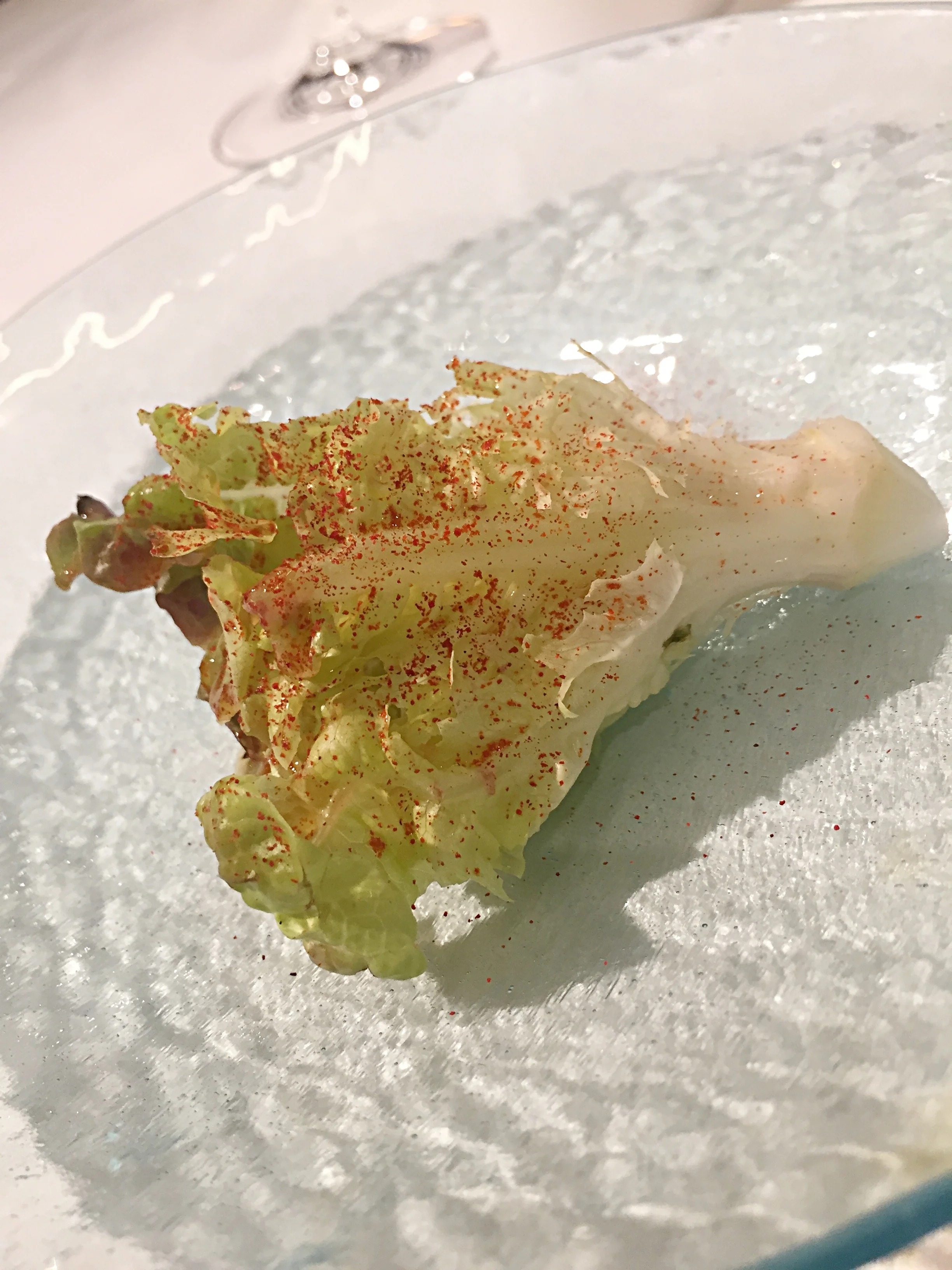 Lettuce heart with a touch of chorizo.