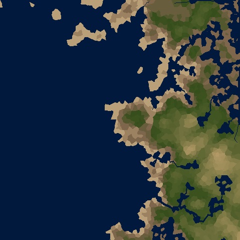 Terrain after some iterations with emphasized deposition.