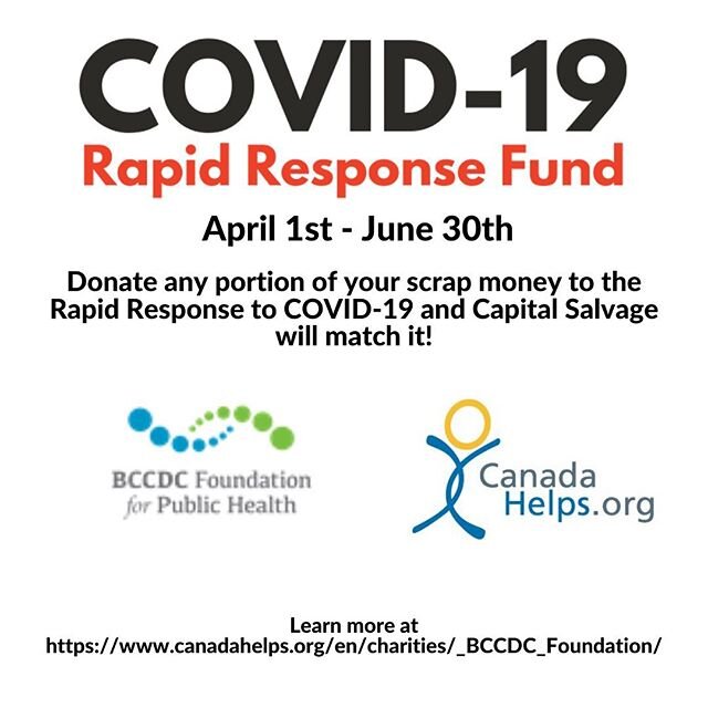 We want to say a heartfelt thank you to all the essential workers out there!

We want to give back to our community the best we can so our new quarterly charity is the BCCDC's rapid response fund for COVID19.

Just bring in your metals and you can do