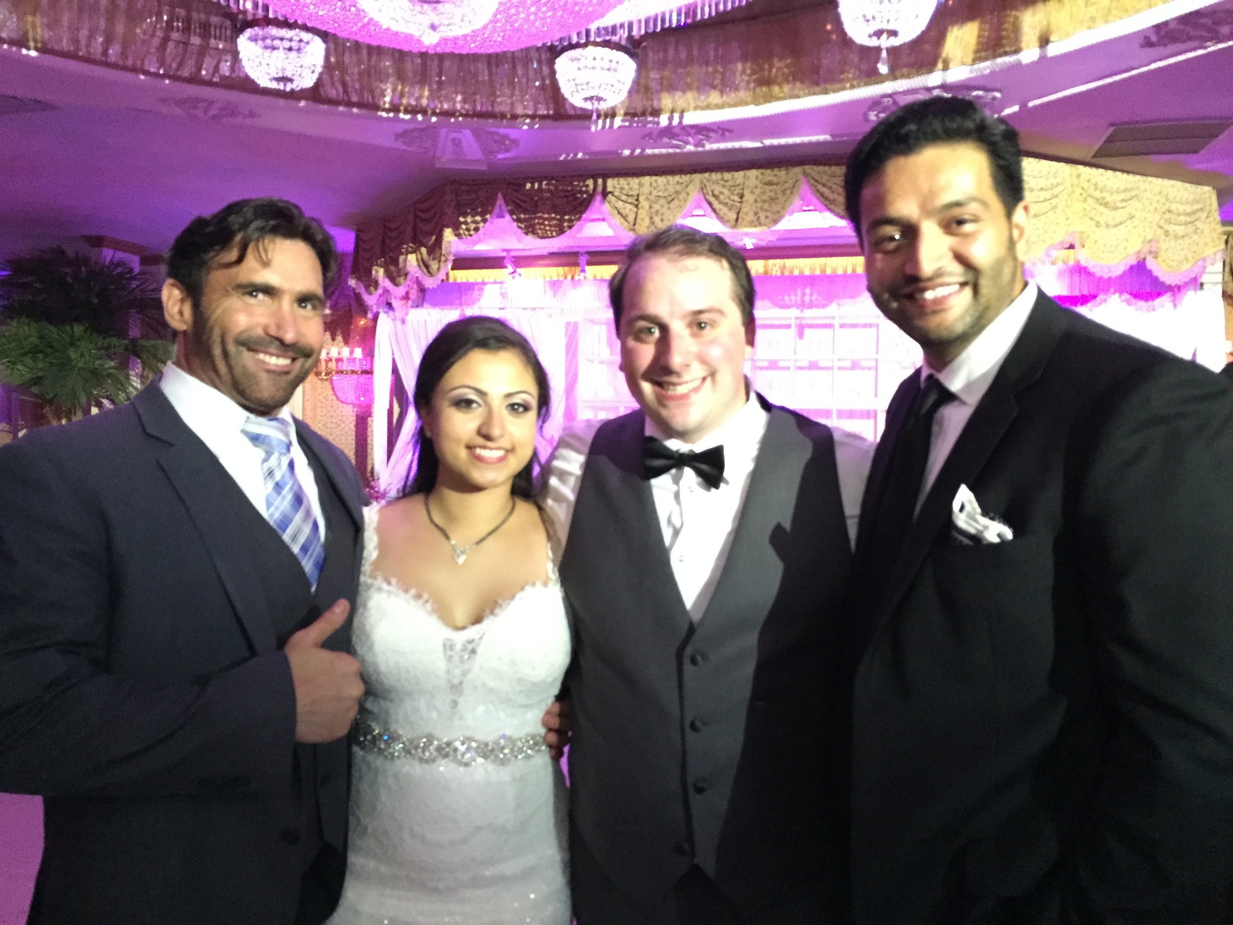 MC Jamie and Dj Amrit with the beautiful Couple of the evening! at Leonards Plazzo of Great NEck, NY.