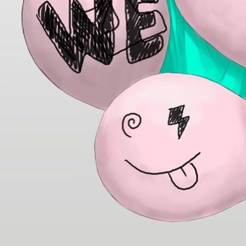 WE, I luv KD #iluvkd #art #illustration #party #together #girls #latino #black #asian #white #pink #balloons #neon #green #marker #crazy #face