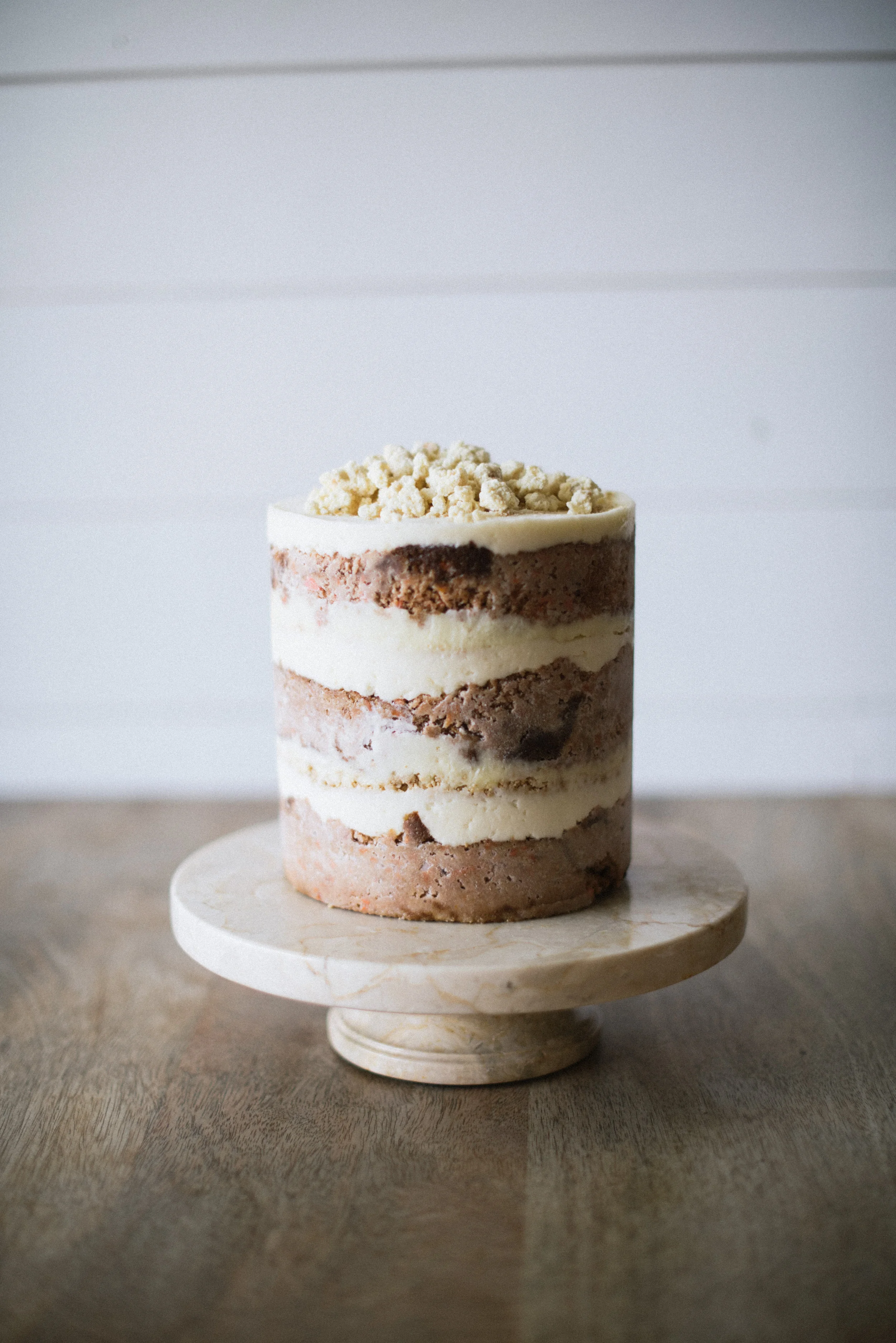Carrot Layer Cake // carrot cake, cheesecake, maple buttercream, graham cracker crumb, and white chocolate milk crumb
