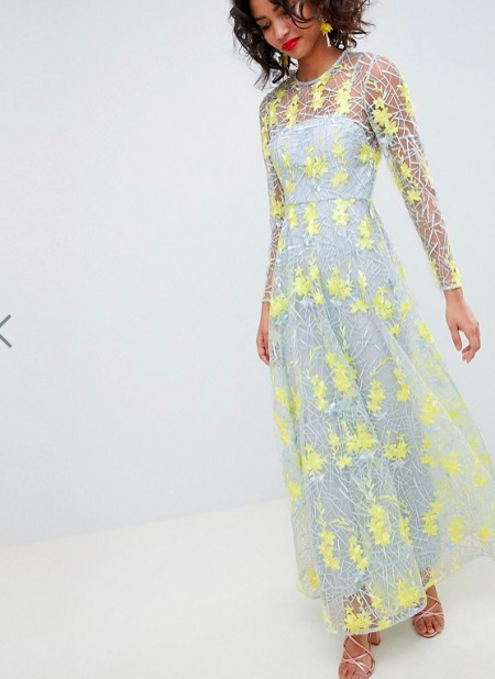 ASOS Embroidered Maxi Dress : This unique fabric desgin brings such a modern take to traditional lace.