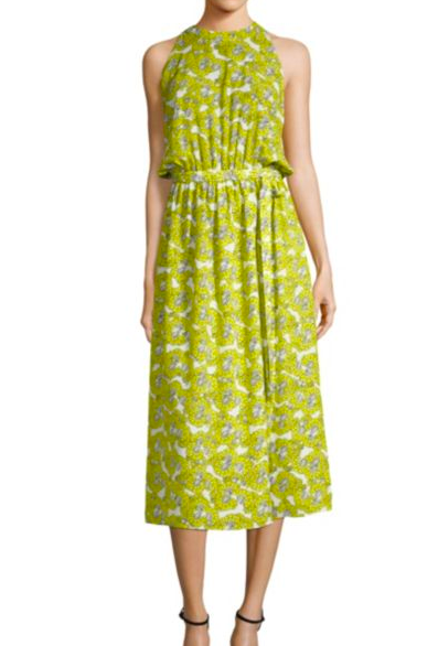 Robert Rodriquez Floral Dress A gorgeous chartreuse!