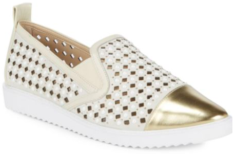 These Karl Lagerfeld Paris sneakers are PERFECT for bopping around town. They're super cute with a dress/skirt, and also easy with jeans. The metallic sheen gives your Look that special little pop.