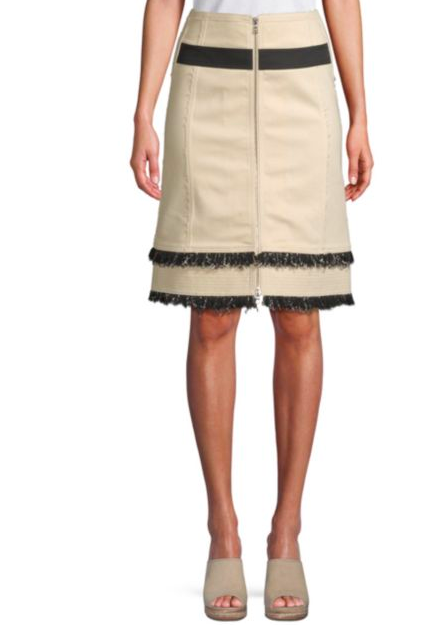 What a chic statement this Derek Lam A-line skirt will make with a simple blouse! It’s timeless and flattering and can be carried throughout all seasons!