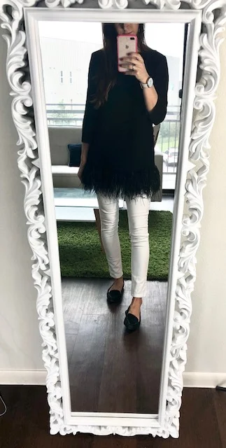 One of my favorite tops! It’s actually a Kate Spade dress that was wayyyyyy too short. Typically, i always say to never wear a dress with jeans, but in the case that this looks like a longer top… it works!