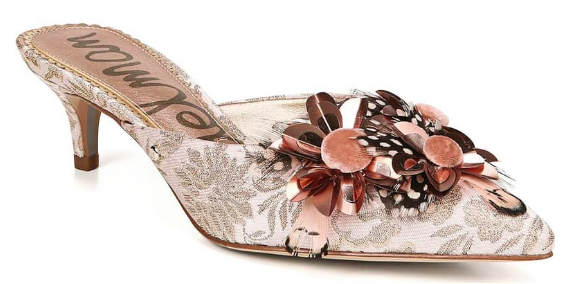 Sam Edelman: Dorcy Embellished Mule This shoe is WAY too fun. Just pair with a simple skinny jean and a white button-down or grey crewneck sweater.