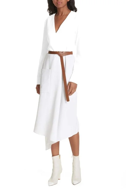 Tibi: Drape Twill Midi Wrap Dress: Chic and flattering. The perfect modern piece to freshen up a classic wardrobe.