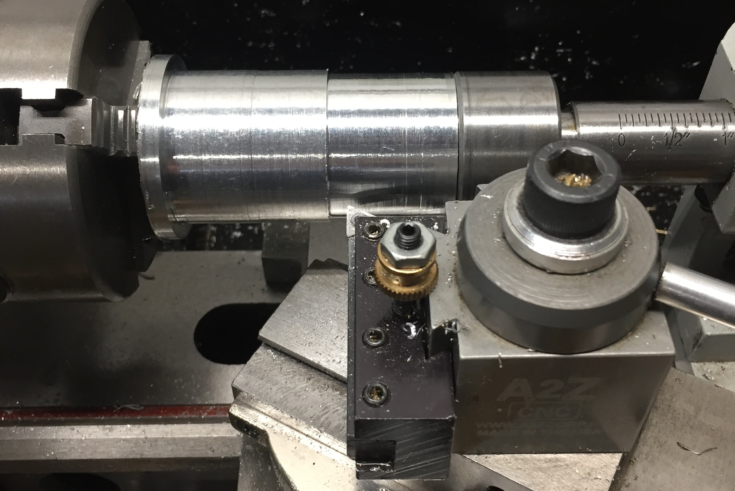 Here is the beginning of the machining process of the main inner-body of the saber that houses all of the electronics. 