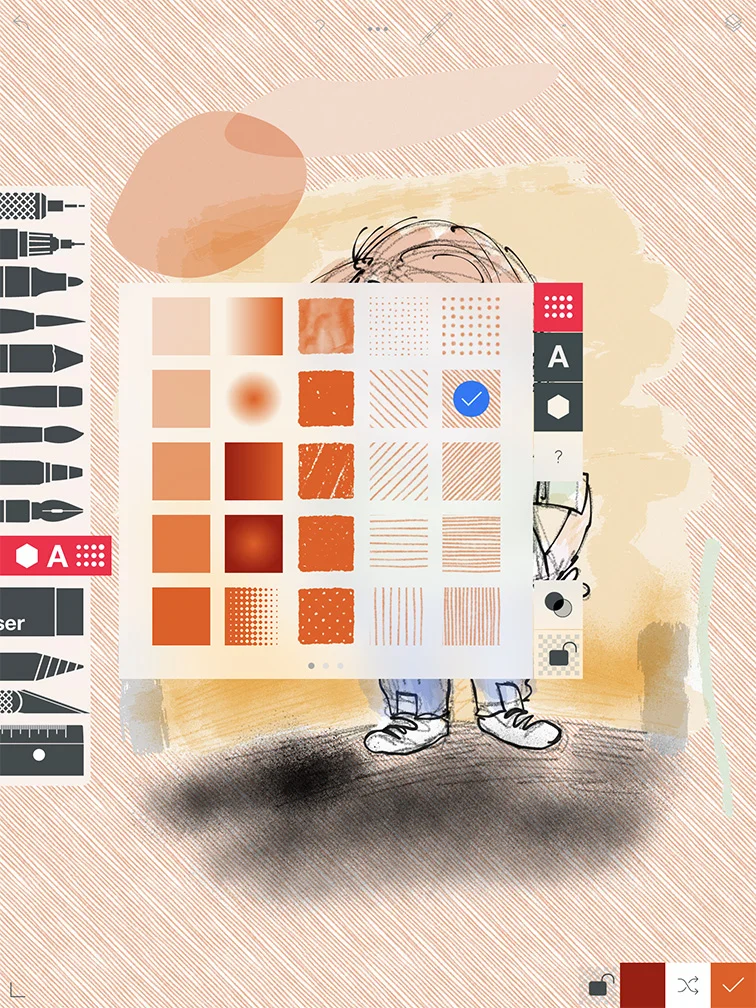 Sketches by Tayasui pattern tool interface