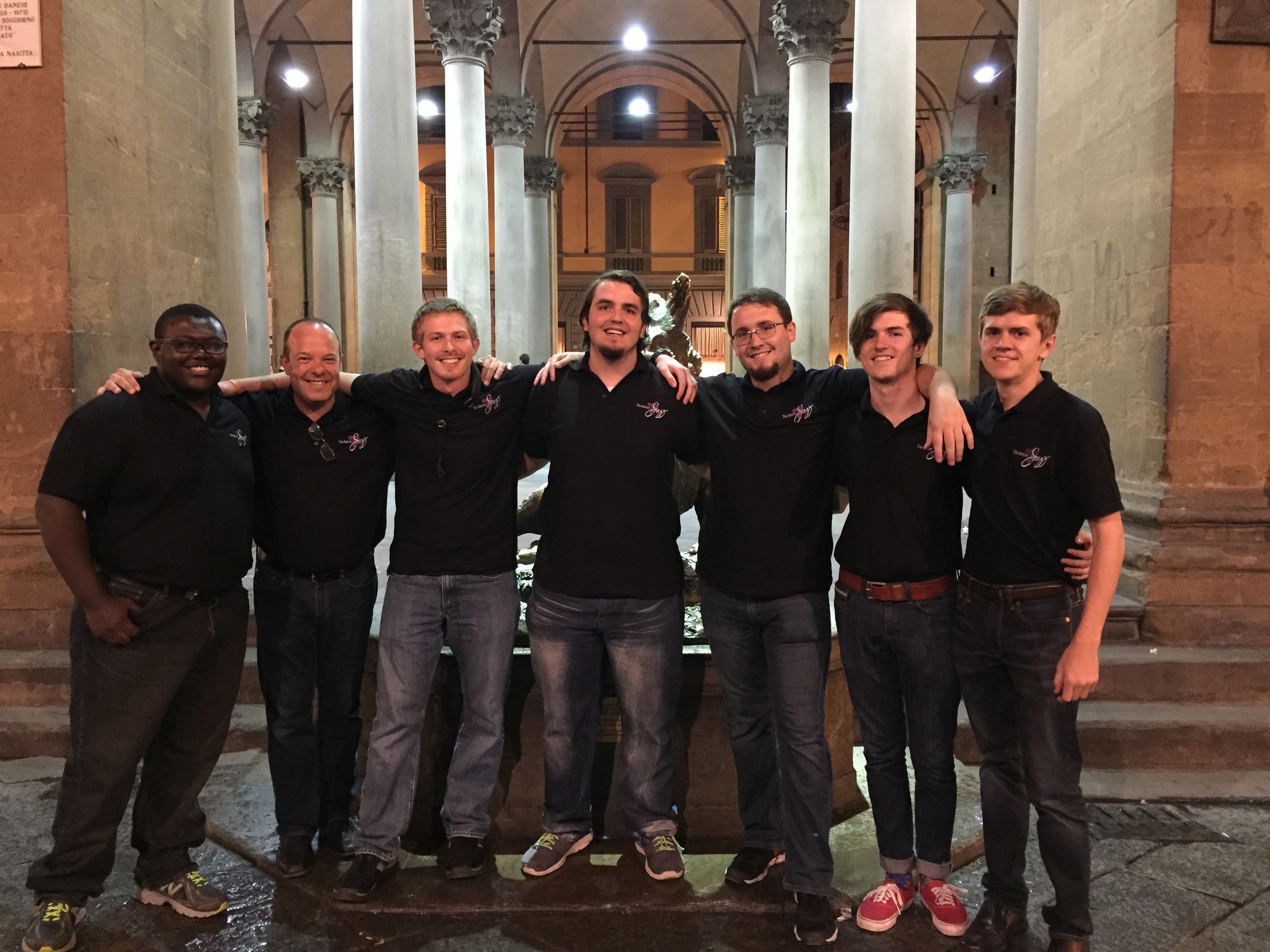 Greg with his band members from Stephenville, TX in the Mercato Nuovo in Florence