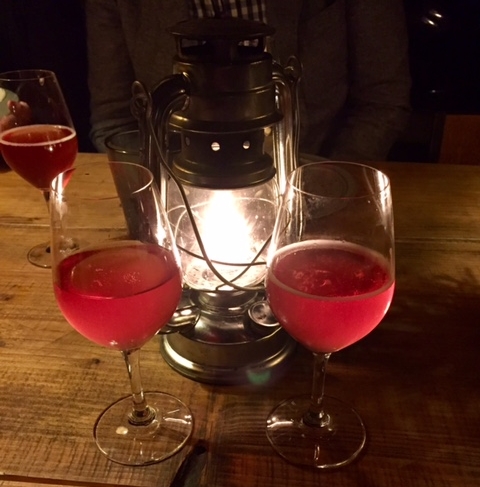 The natural wines were very interesting and tasty. You can see the slight haziness in these glasses.