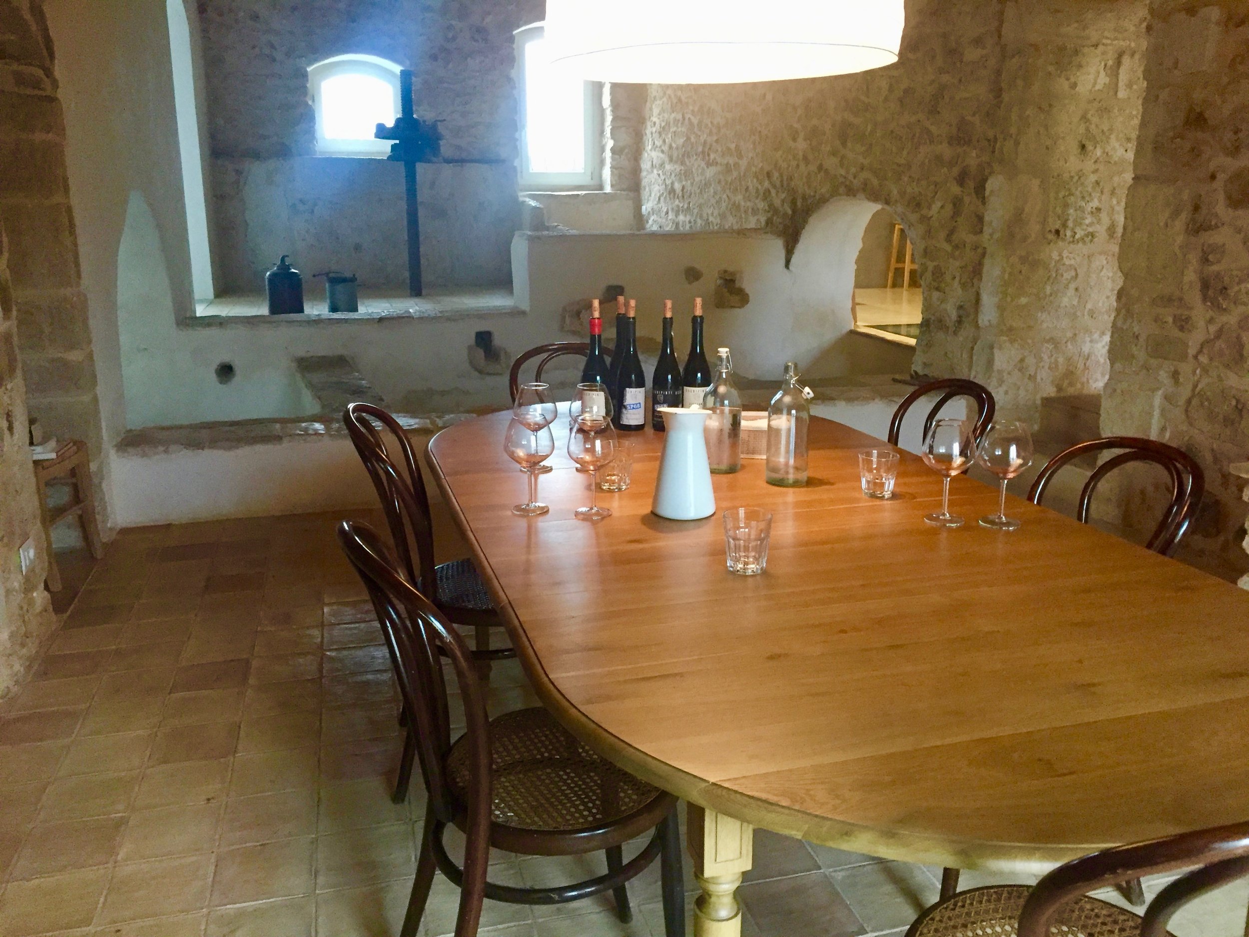 The Occhipinti tasting room is in a beautifully renovated antique press room