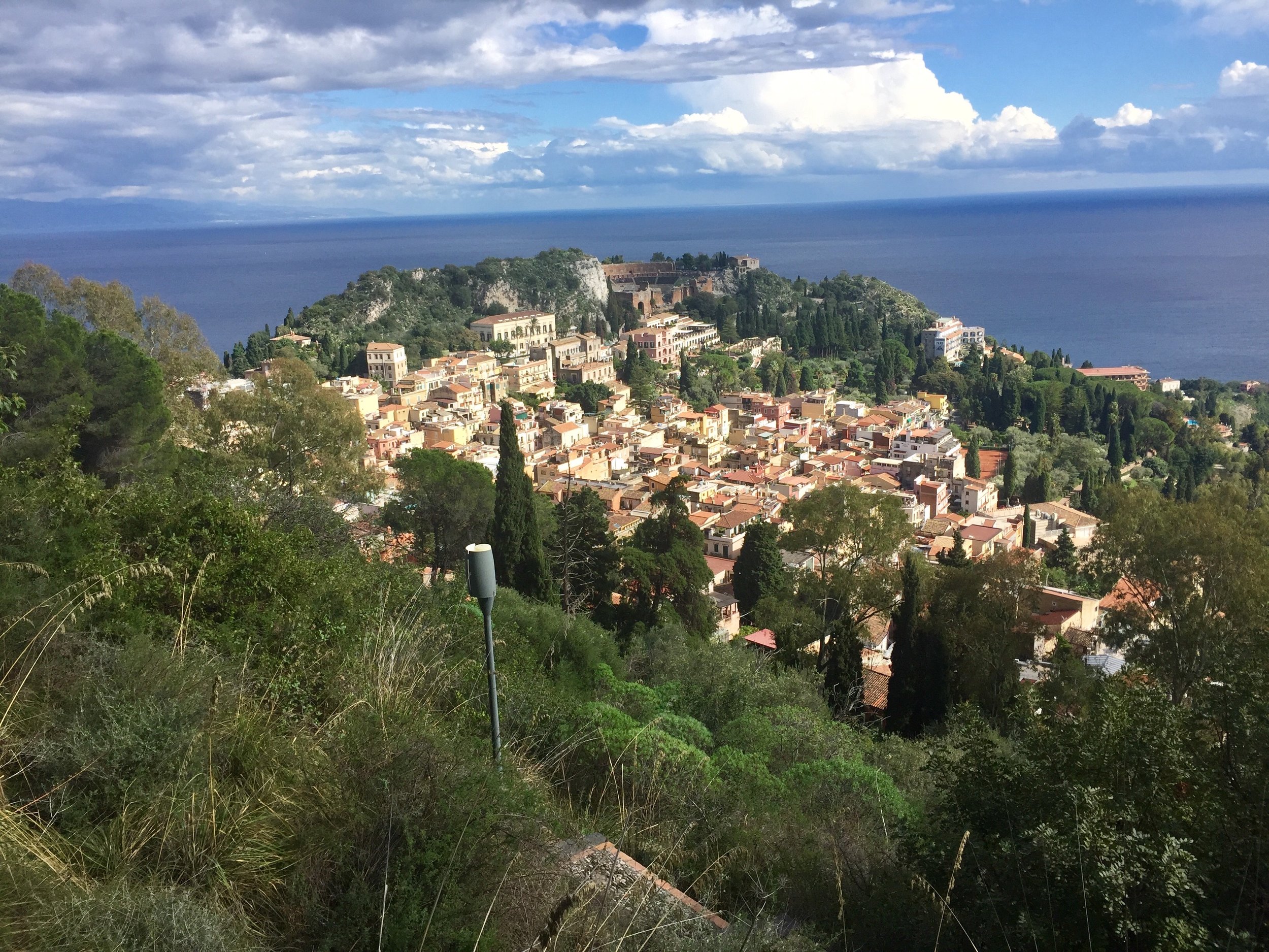 A view of Taormina on our hike to Castelmola.