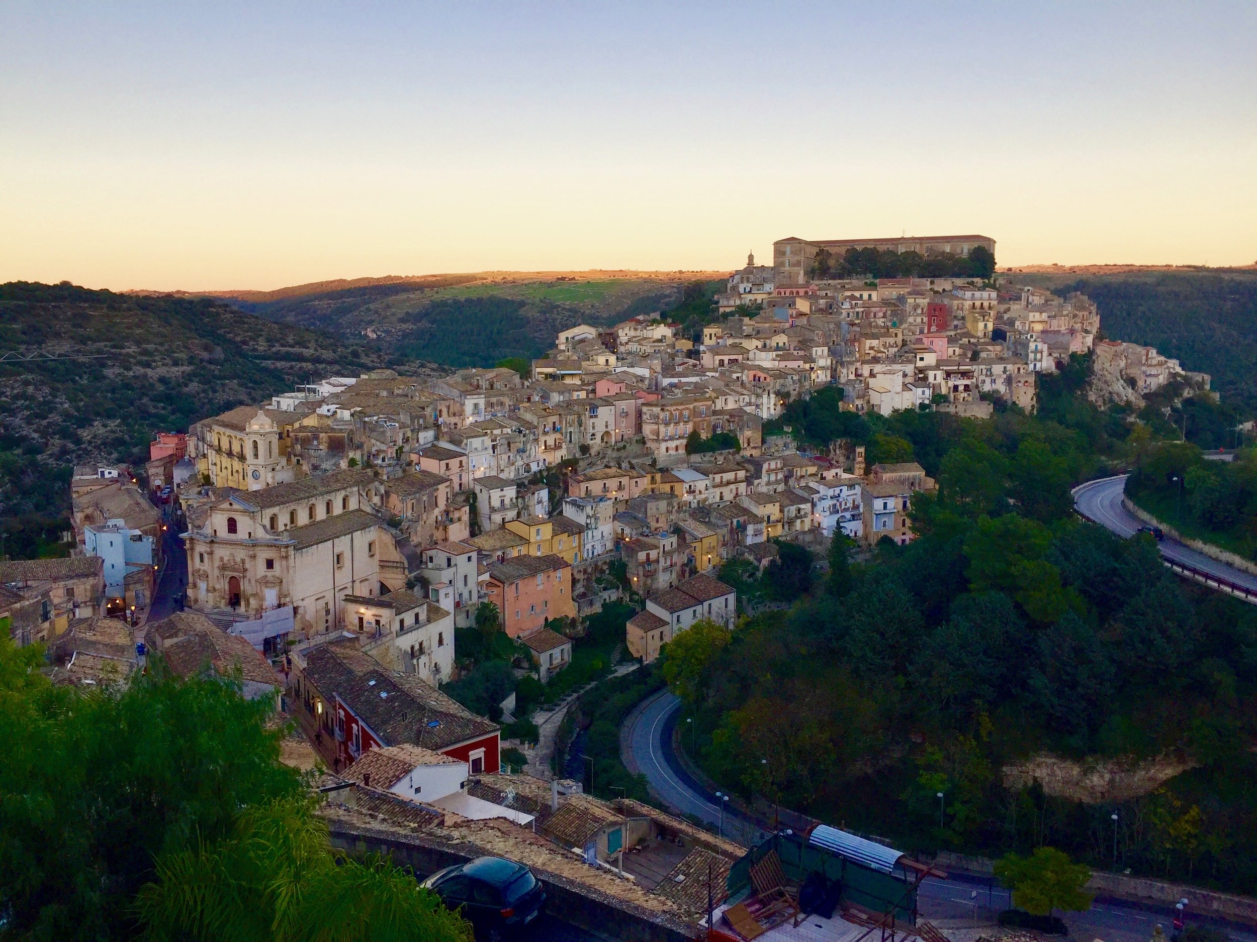 Ragusa, Sicily near sunset.