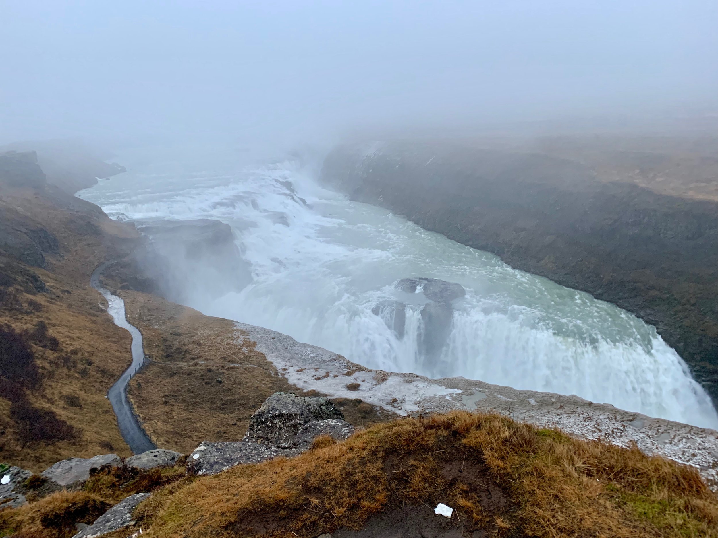 The stunning Gullfoss on a foggy day