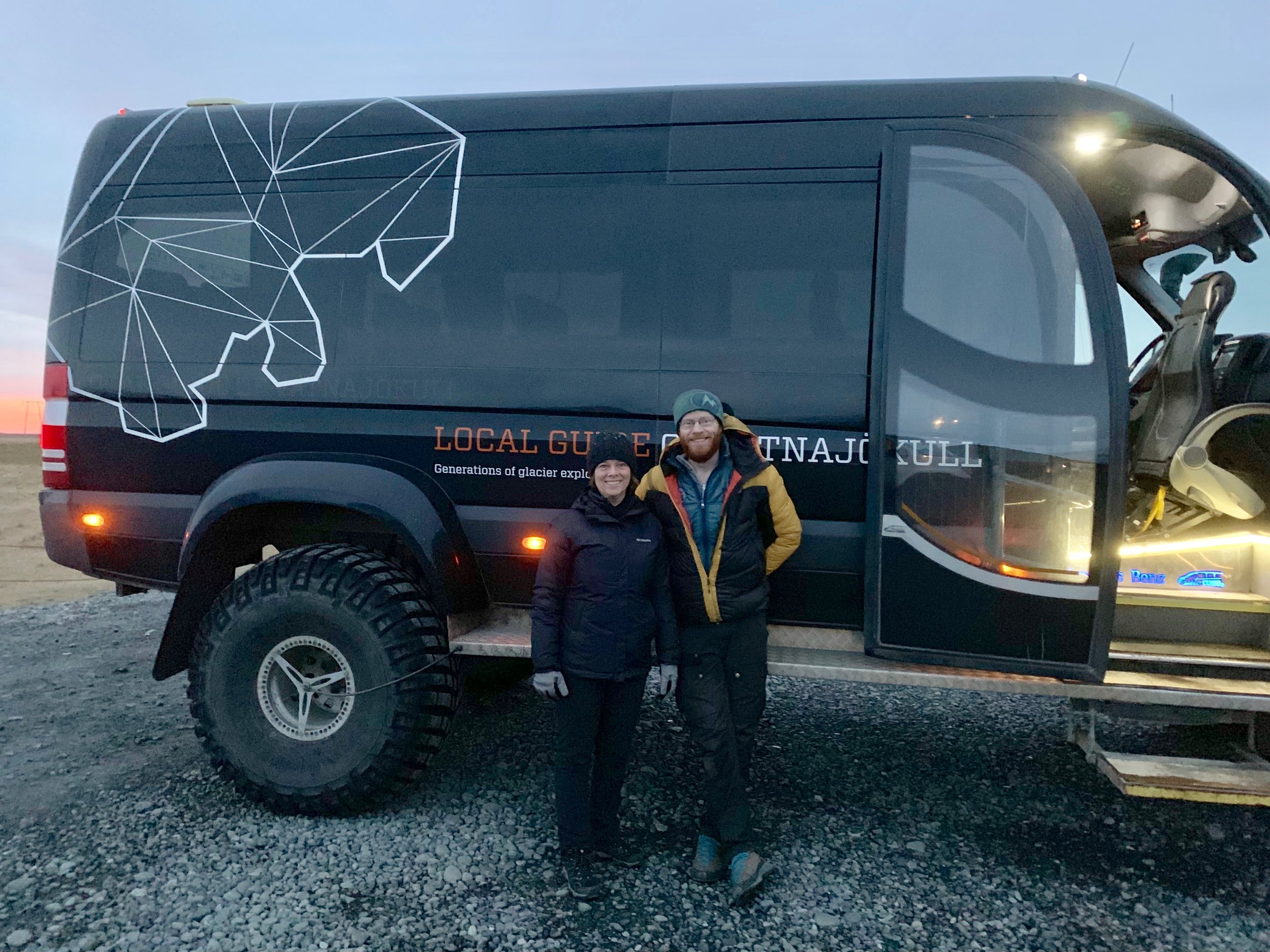 Betsy with our guide Siggi and the glacier truck!
