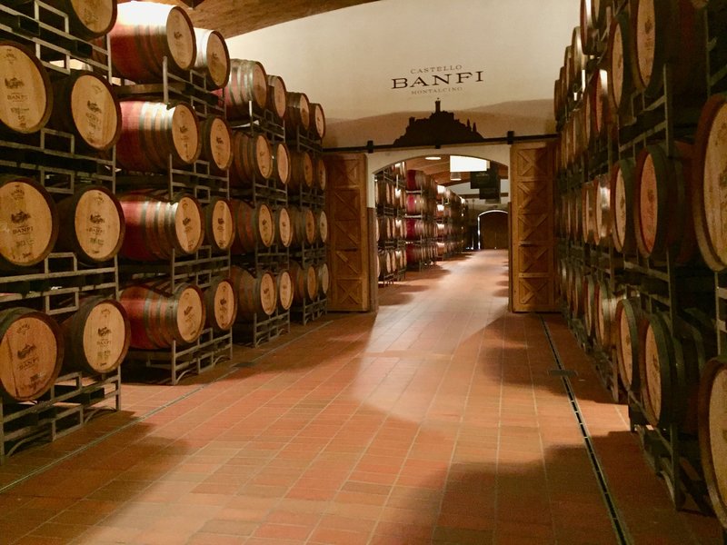 The barrel room at Castello Banfi