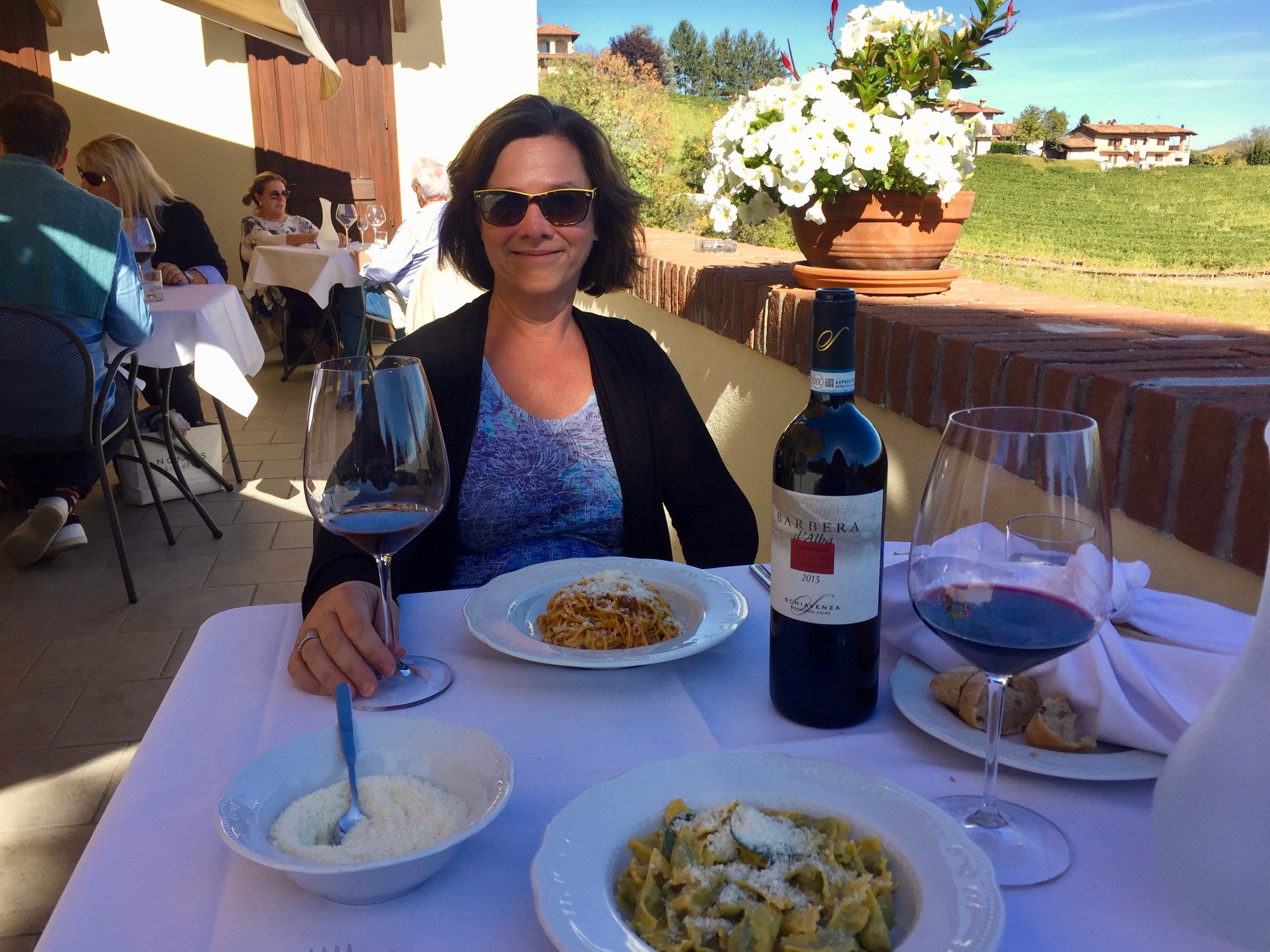 Wonderful wine and food served with an amazing view at Schiavenza