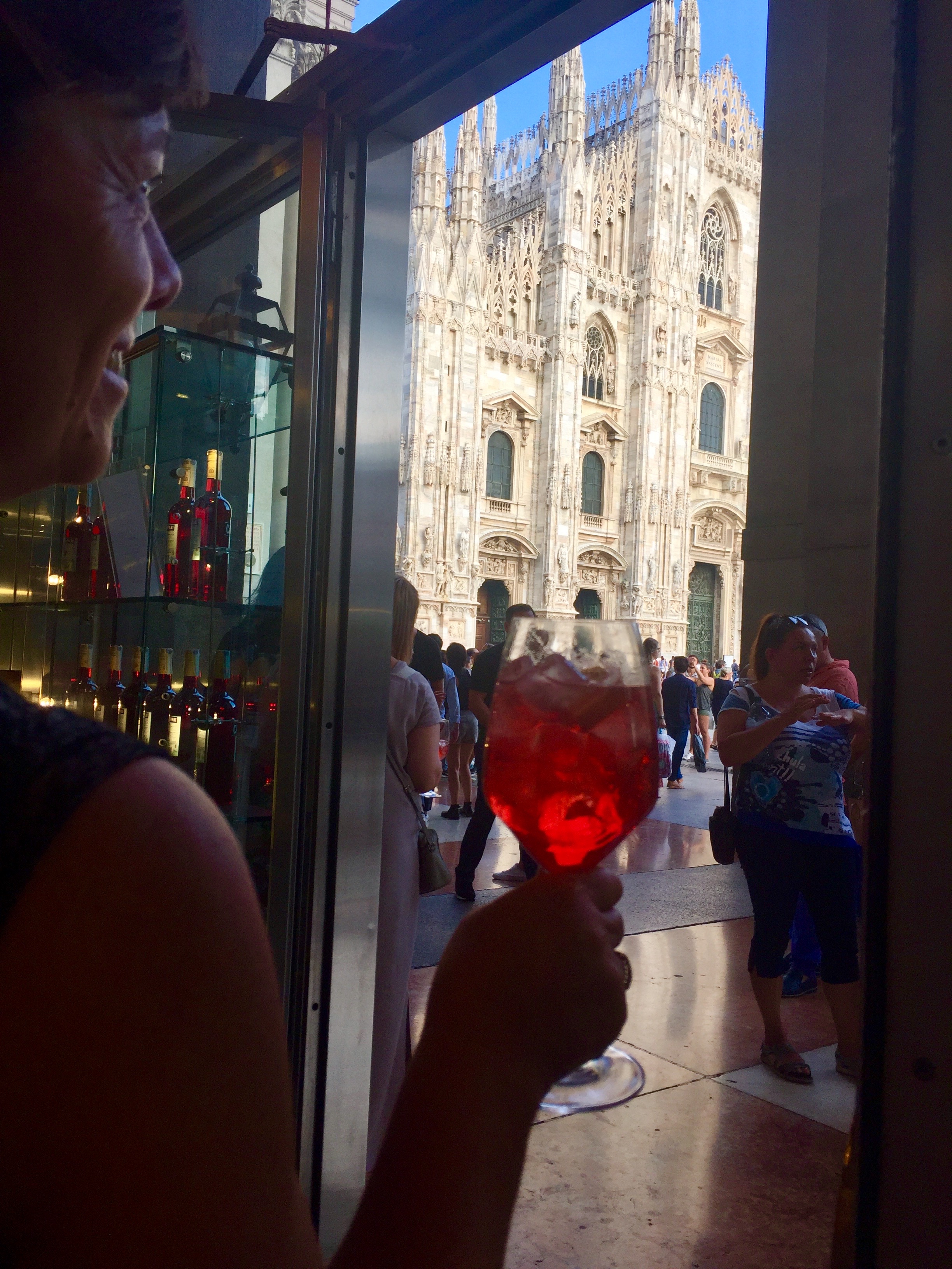 Enjoying a Campari Spritz by the Piazza del Duomo in Milan
