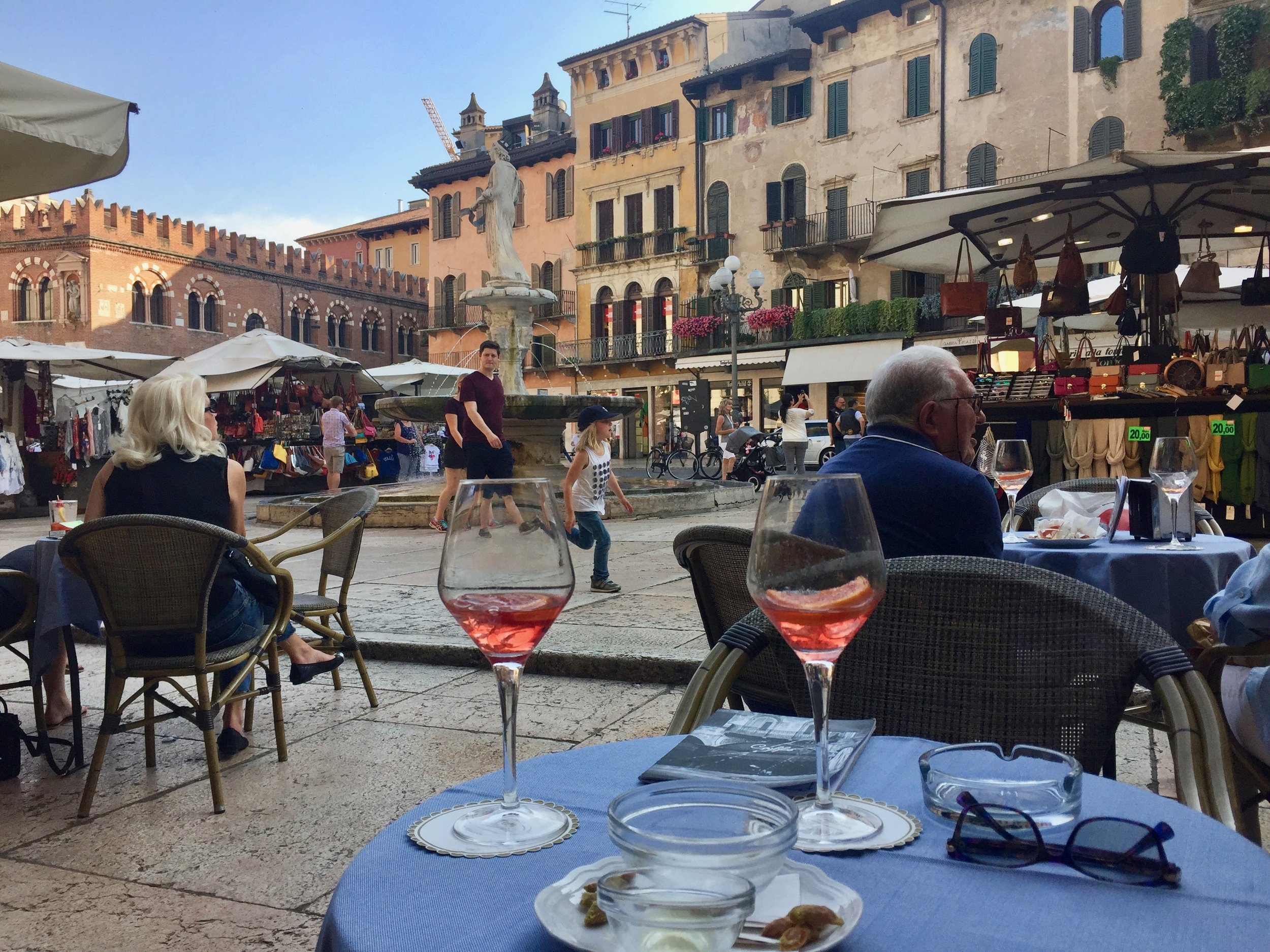 Spritzes in the Piazza della Erbe - not too shabby!