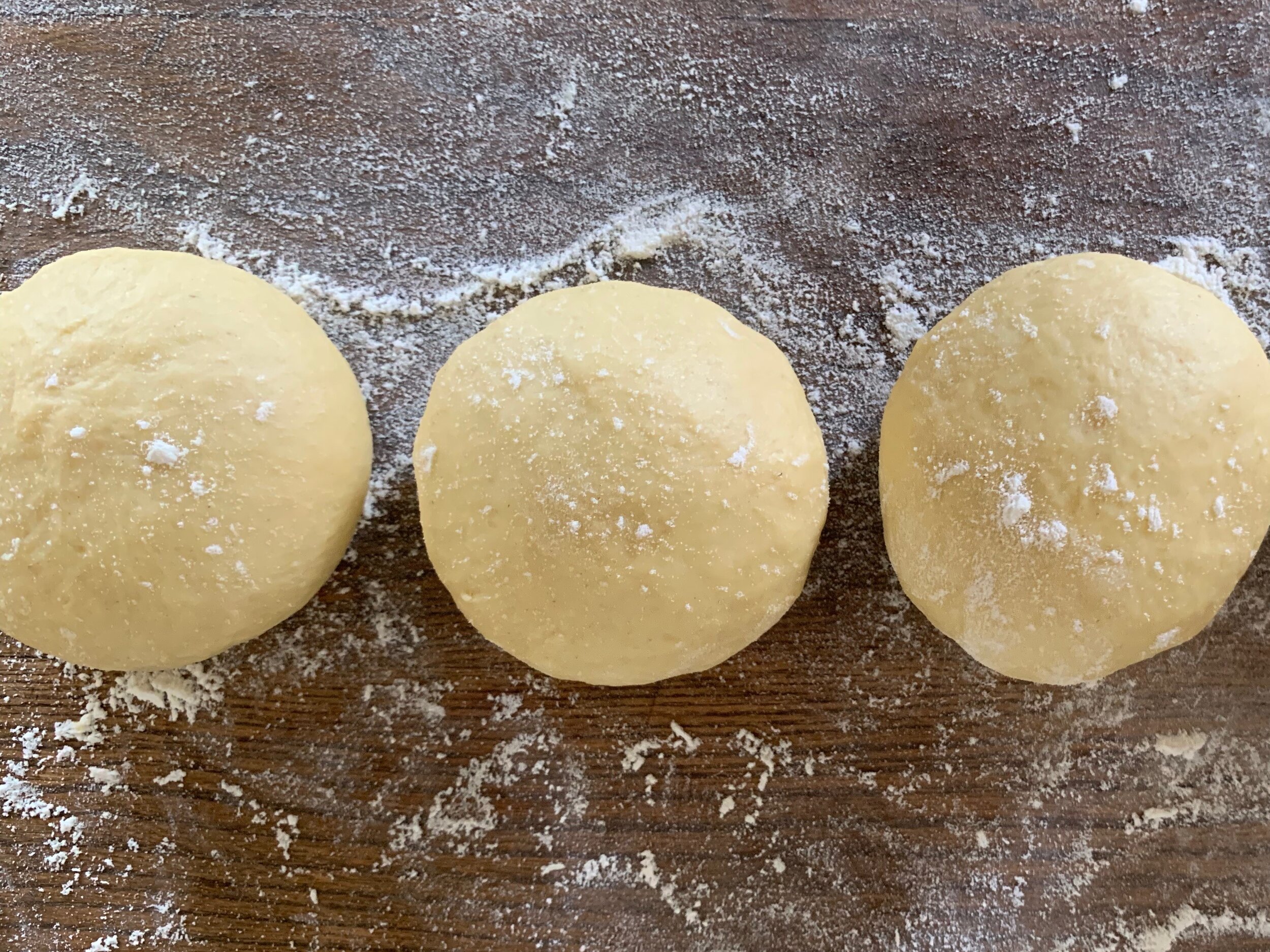 Divided dough for tarte flambée 
