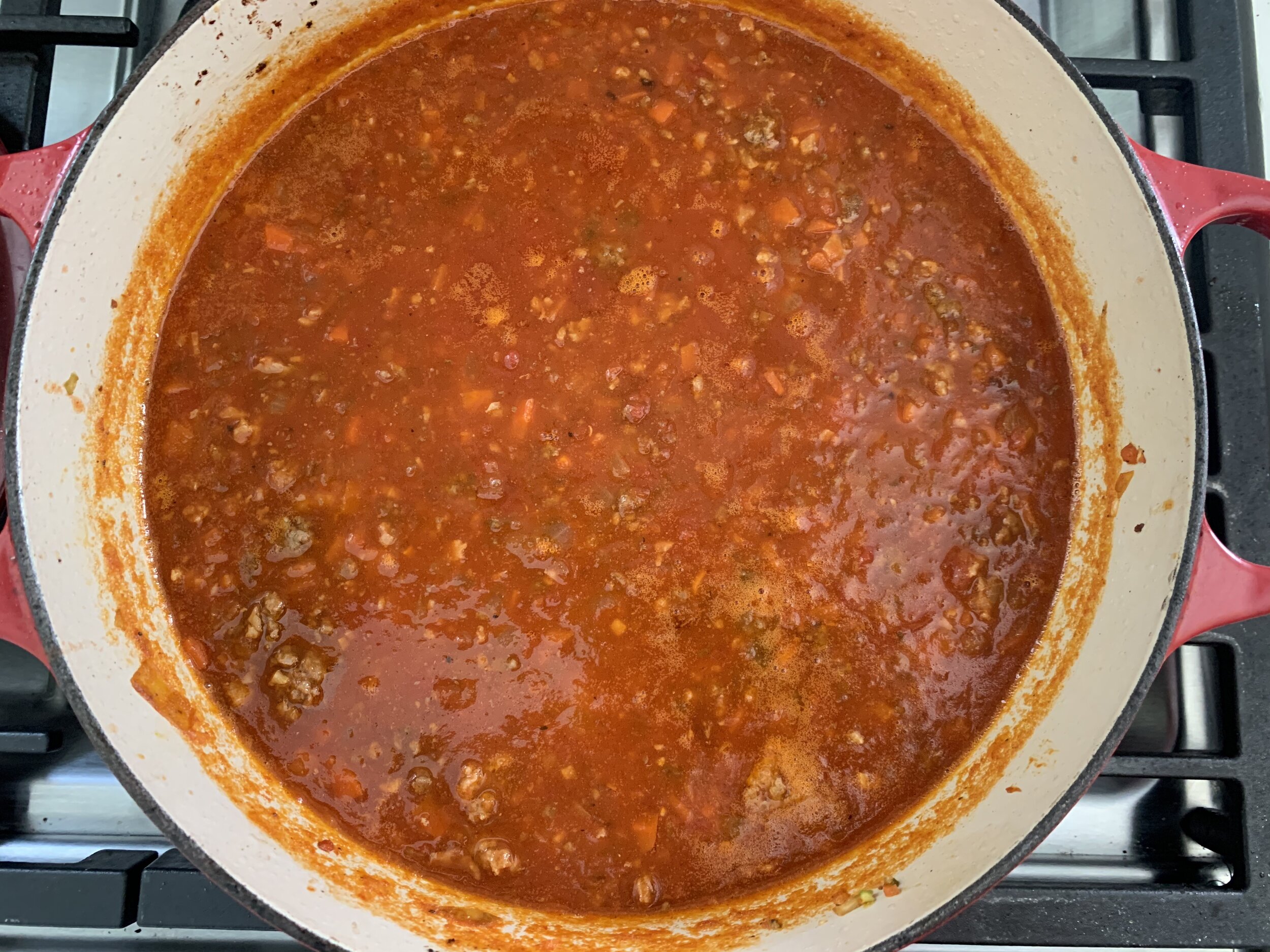 The ragù before it goes in the oven