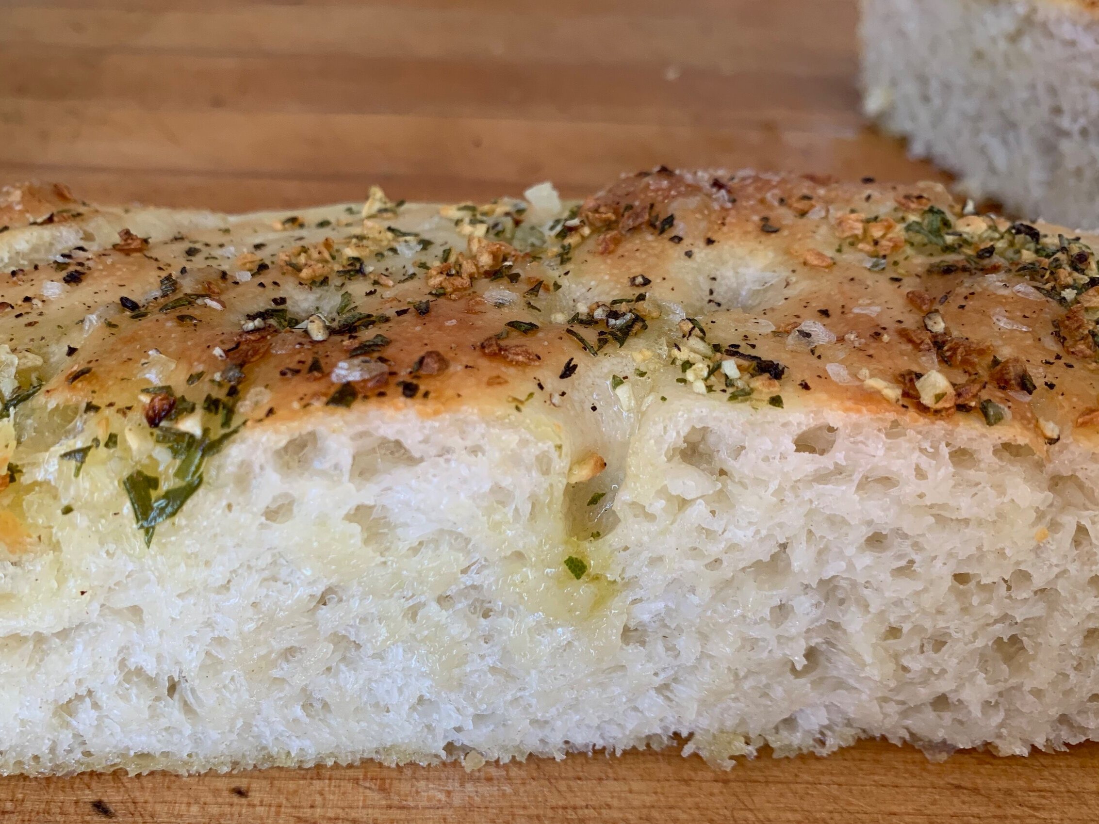 Light and airy focaccia ready for eating