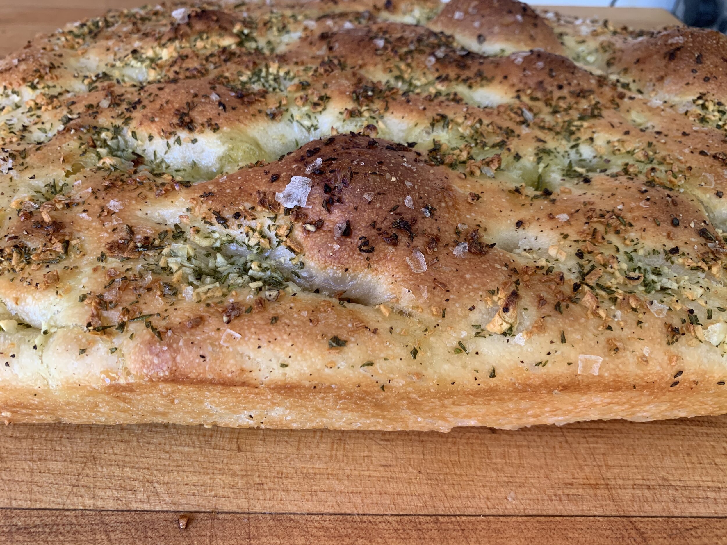 Focaccia fresh from the oven