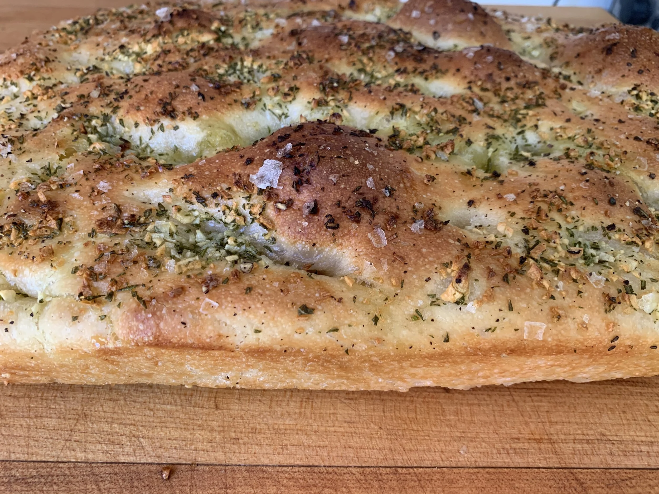 Focaccia fresh from the oven