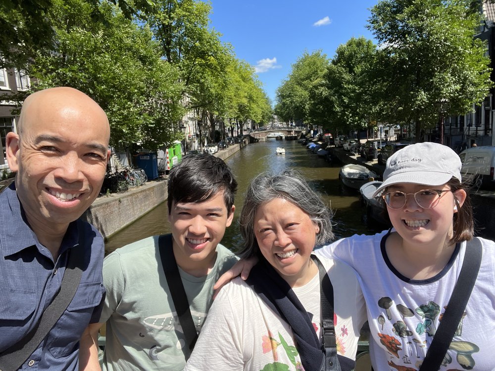 Audrey Y and her family in Amsterdam