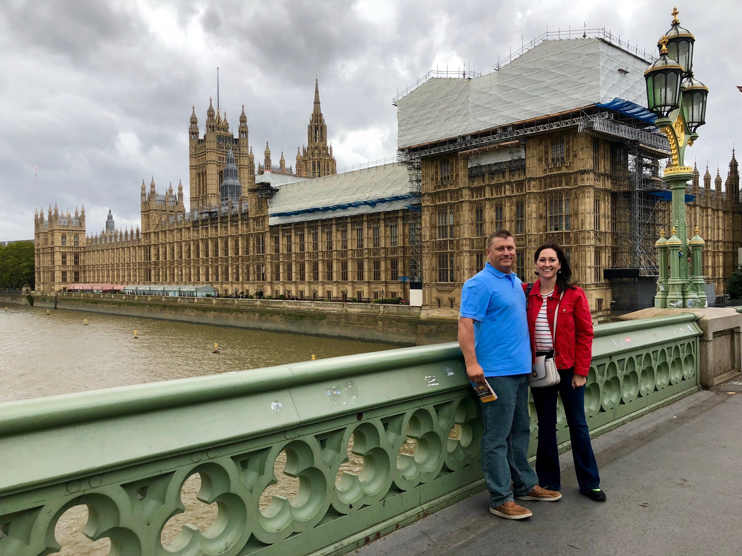 Steven and Laurie L. outside parliament in London