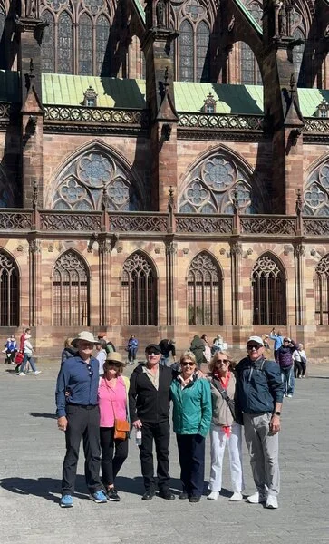 Pat and Van S. with friends at Strasbourg Cathedral