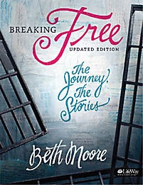 Breaking Free: The Journey, The Stories - Member Book by Beth Moore leads you through a study of the Scriptures to discover the transforming power of freedom in Jesus Christ. Themes for this study come from Isaiah, a book about the captivity of God's children, the faithfulness of God, and the road to freedom. This in-depth women's Bible study draws parallels between the captive Israelites of the Old Testament and New Testament believers in Jesus as the Promised Messiah. Beth looks at the Book of Isaiah through the lives of the kings who ruled during the prophet's ministry. These kings exemplify many of the obstacles to freedom with which we must deal. Using Scripture to help identify spiritual strongholds in your life, no matter how big or small, Beth explains that anything that hinders us from the benefits of knowing God is bondage. Join Beth Moore on a Bible journey unlike any other. God intends for you to know and believe Him, glorify Him, experience His peace, and enjoy His presence. Breaking Free is Beth's life message that she wants to share with you. Taped live at Franklin Avenue Baptist Church in New Orleans, this study includes testimonies of how women like you have found freedom and have been delivered from personal captivity. The Member Book Includes: 10 weeks of personal interactive study for five days a week 10 Scripture Memory Cards Viewer guide for use with the DVD teaching sessions Author: Known for presenting Scripture in living color, Christian speaker and Bible study author Beth Moore enjoys getting to serve women of every age and denomination, and she is passionate about women knowing and loving the Word of God. Beth's broad collection of LifeWay women Bible studies covers relevant topics from believing God to be Who He says He is to loving difficult people. Each in-depth study guides you on your faith journey. Beth and husband Keith praise God for over 30 years of marriage. They enjoy traveling, hiking, drinking coffee on the back porch, eating Mexican food, making each other laugh, walking their dogs, and being grandparents.